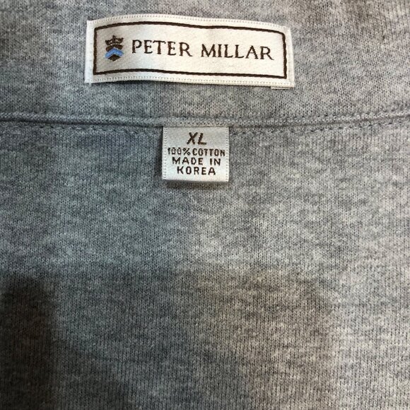 Peter Millar 1/4 Zip Long Sleeve Blue & Gray 100% Cotton Pullover Size XL - Picture 7 of 8